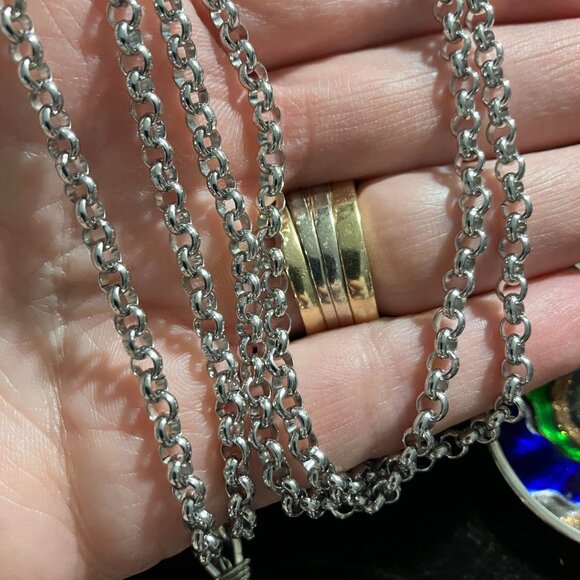 Ocean PendantS (5) + Stainless Steel 29 in Rolo Chain Ocean Wave Lampwork Chain - Picture 3 of 16